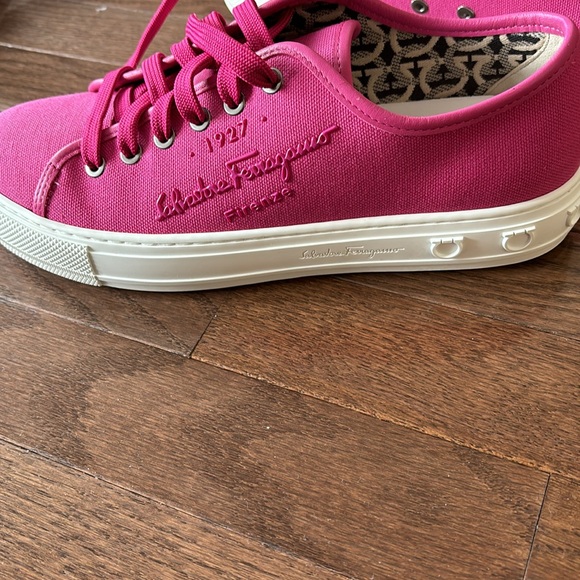 Salvatore Ferragamo Hot Pink ‘Mediterr Eco’ Fabric Sneakers - Picture 5 of 9